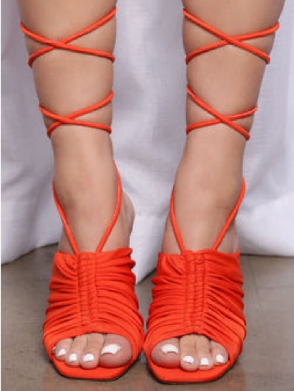 NIB Liliana Orange Lace-Up Heeled Sandals | size 8.5